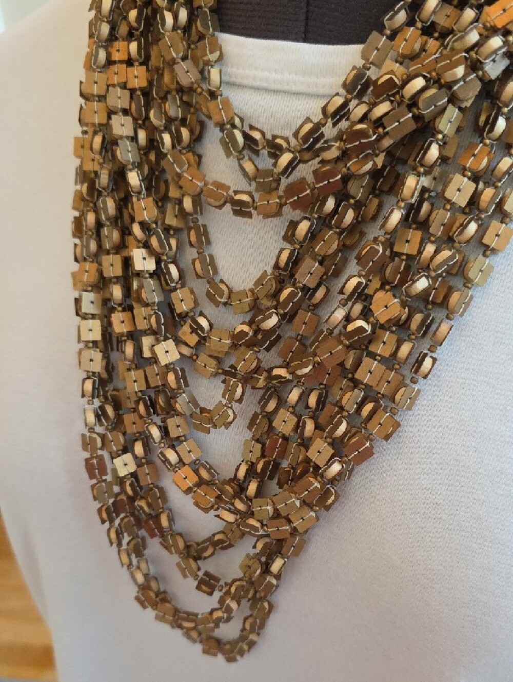 Chico's Layered Gold-Tone Multi-Strand Beaded Statement Necklace - Picture 2 of 4